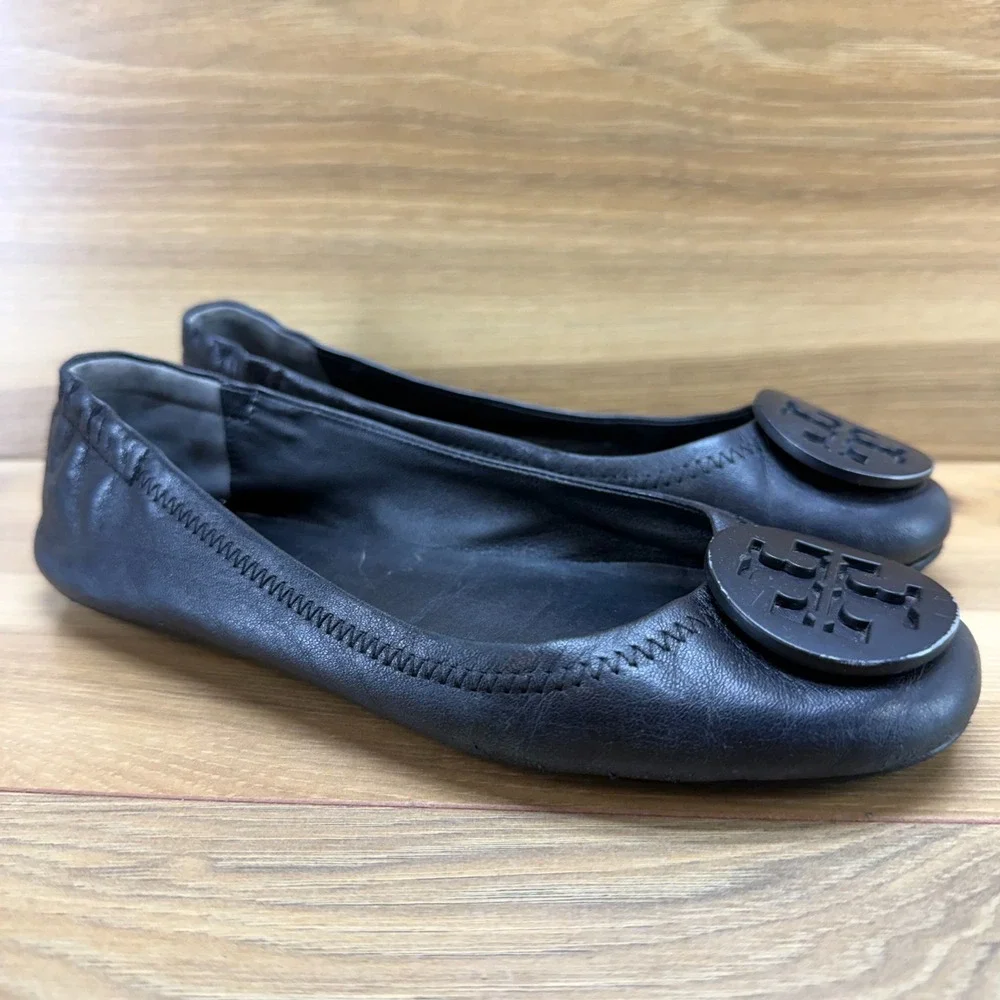 Tory Burch Minnie Ballet Flats Womens 6 M Black Soft Leather Walk Office